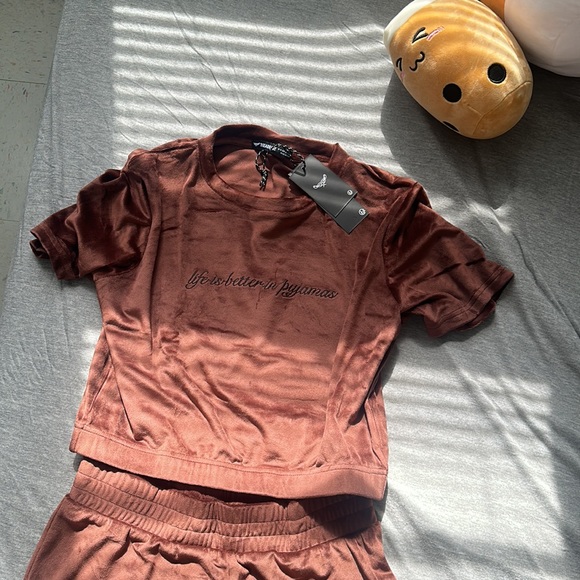 NWT ASOS Threadbare lounge velour short set in brown (price is firm) - Picture 10 of 12